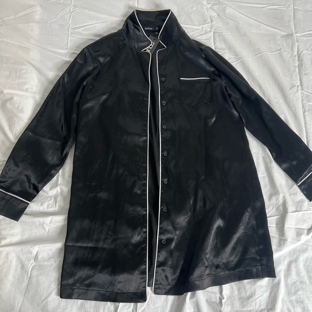 Boohoo Satin Pajama Shirt Dress (NEVER WORN)